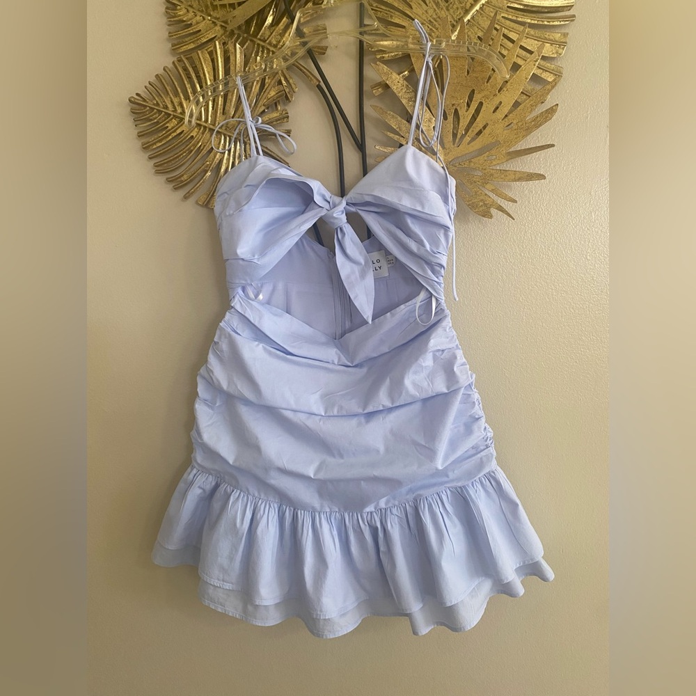 Hello Molly Light Blue Tie-Front Dress